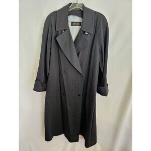 Sanyo NY Trench Coat Women's 100% Wool Black MADE IN USA Size 8 p
